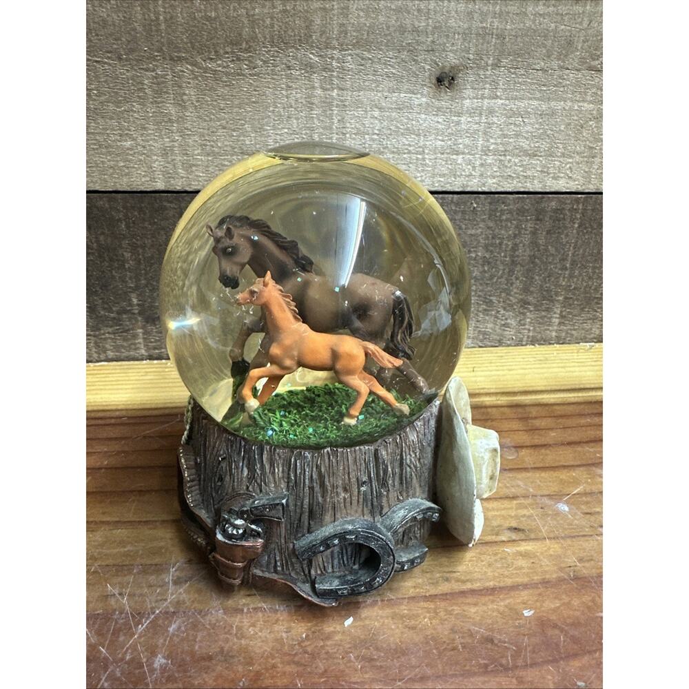 Western Horse Snowglobe Plays Silent Night 5.5”